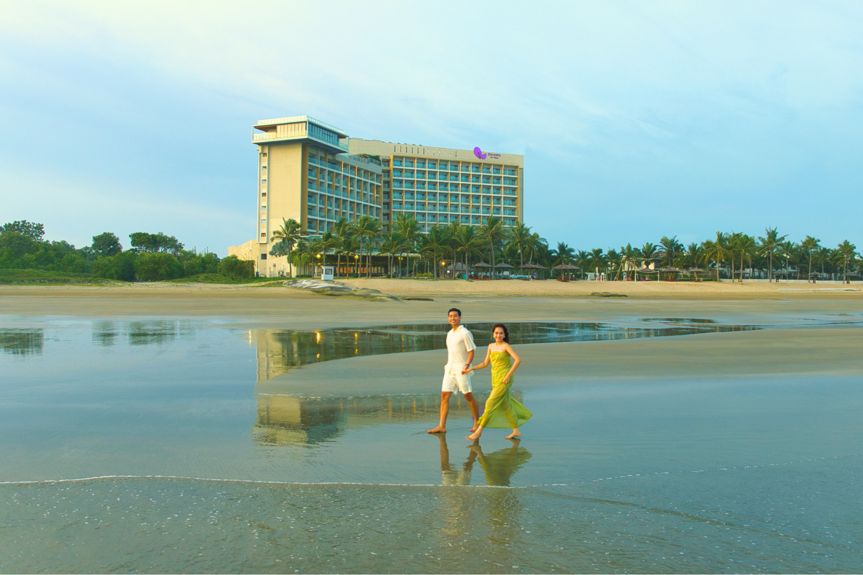 a couple enjoy at coastline